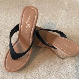 Black wedge sandal